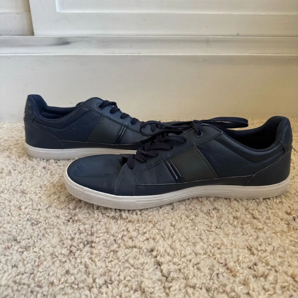 Lacoste Men’s Europa LCR3 Leather Sneaker Navy Size 13 Preppy Classic‎
